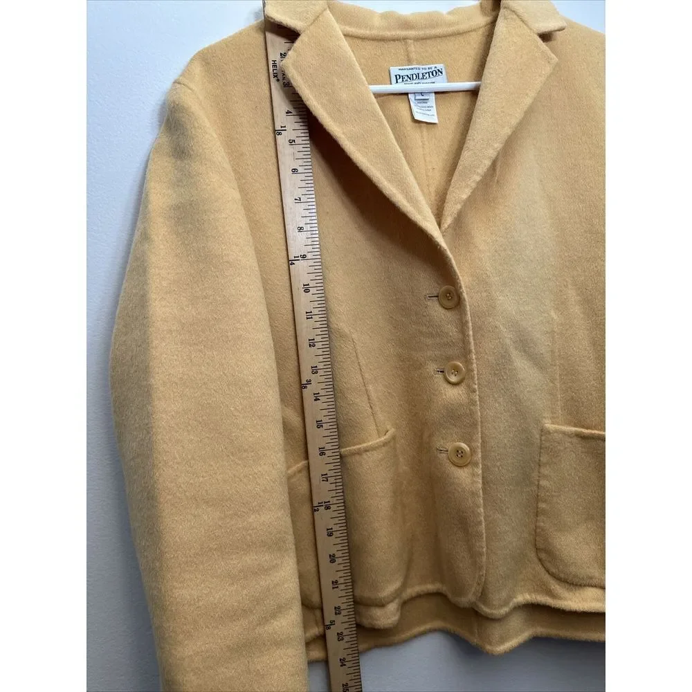 PENDLETON Blazer Petite Large Yellow Merino Wool Jacket Button Pockets Butternut